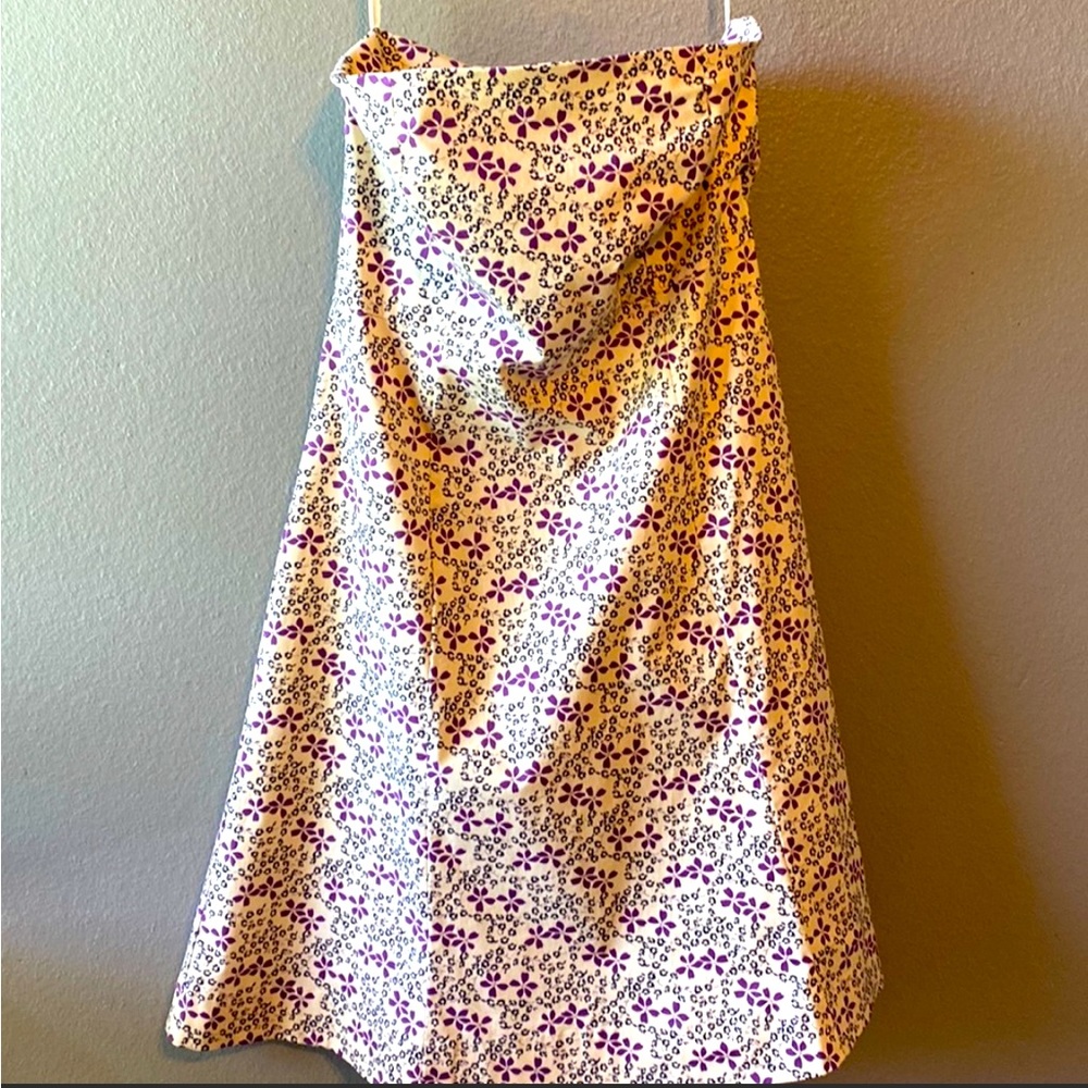 GAP Stretch Strapless Purple Floral Mini Dress - Picture 1 of 8